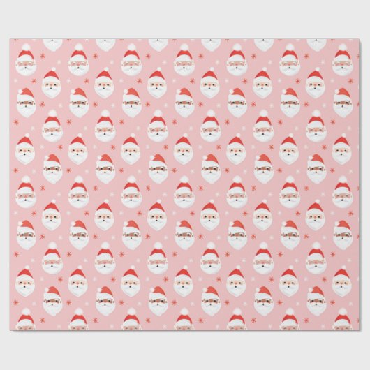 Roze Retro Santa Clause Cadeaupapier (Vlak)