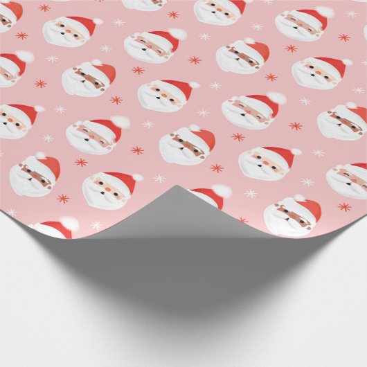 Roze Retro Santa Clause Cadeaupapier (Hoek)