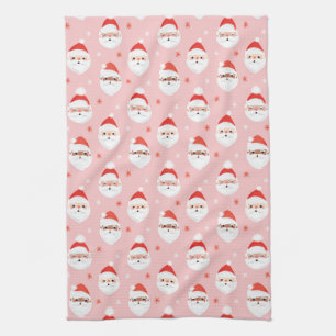 Roze Retro Santa Clause Theedoek