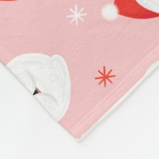 Roze Retro Santa Clause Verpakkingspapier Fleece Deken (Hoek)