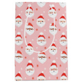Roze Retro Santa Clause Verpakkingspapier Medium Cadeauzakje (Voorkant)