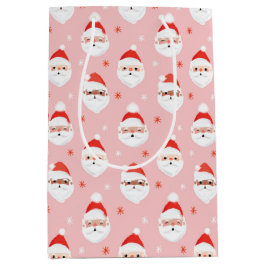 Roze Retro Santa Clause Verpakkingspapier Medium Cadeauzakje