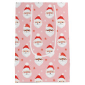 Roze Retro Santa Clause Verpakkingspapier Medium Cadeauzakje (Achterkant)