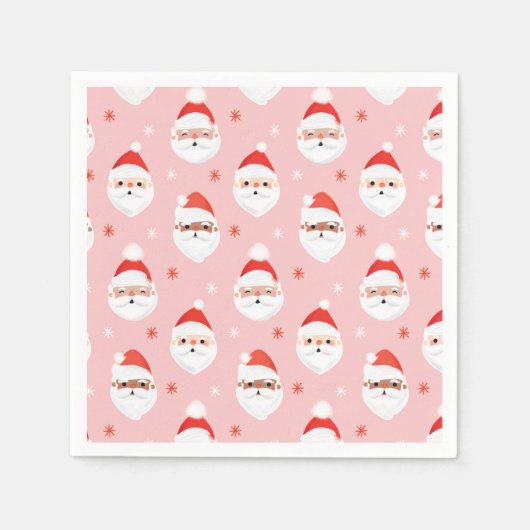 Roze Retro Santa Clause Verpakkingspapier Servet (Voorkant)