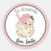 Roze  Retro Santa Gift Label (Voorkant)