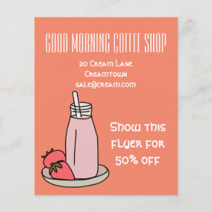 Roze retro schattige caféwinkel flyer