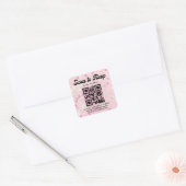 roze retro schrift rsvp qr code bruiloft   vierkante sticker (Envelop)