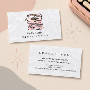Roze Retro Schrijfmachine Schrijver Visitekaartje