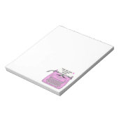 Roze retro schrijfmachine vanaf het bureau van notitieblok (Linkerzijde)