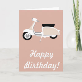 Roze Retro Scooter Verjaardag Kaart