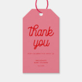 Roze Retro  script Baby shower Cadeaulabel (Voorkant)