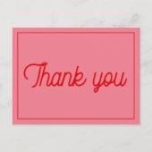 Roze Retro  script Baby shower Dank u Briefkaart (Voorkant)