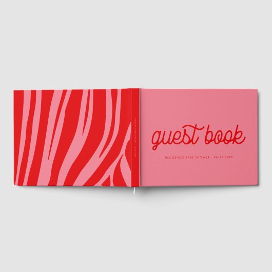 Roze Retro  script Baby shower Gastenboek (Volledig)