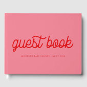 Roze Retro  script Baby shower Gastenboek (Voorkant)