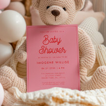 Roze Retro  script Baby shower
