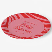 Roze Retro  script Baby shower Papieren Bordje (Gekanteld)