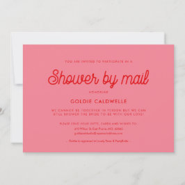 Roze Retro  script Baby shower per post Kaart