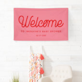 Roze Retro  script Baby shower Welkom Spandoek (Insitu)