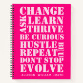 Roze Retro Script Inspirerend spiraal Notitieboek (Voorkant)