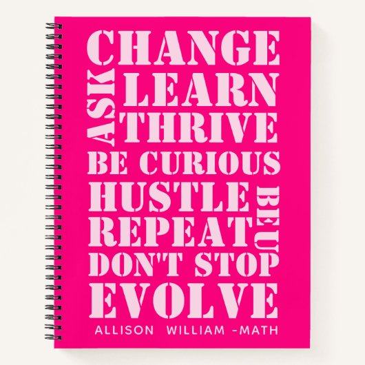 Roze Retro Script Inspirerend spiraal Notitieboek (Voorkant)