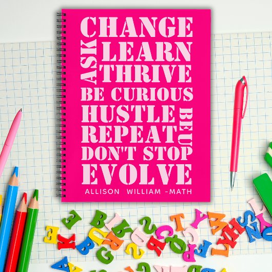 Roze Retro Script Inspirerend spiraal Notitieboek