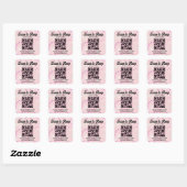 roze retro script rsvp qr code bruiloft vierkante sticker (Vel)
