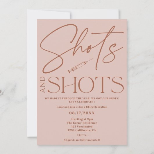 Roze retro script shots Vaccinatie viering Kaart (Voorkant)