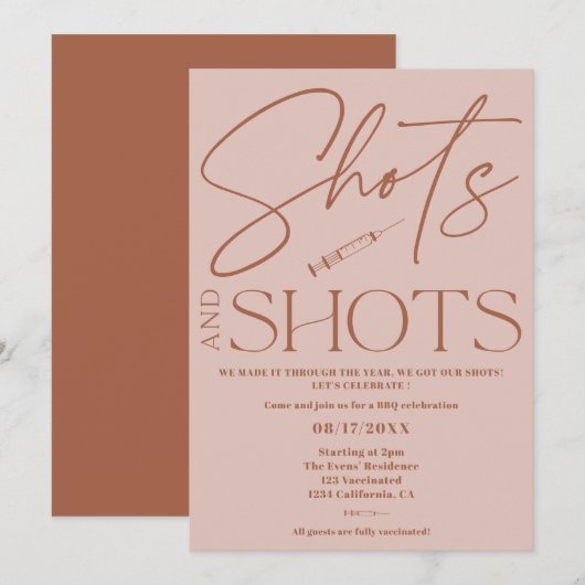 Roze retro script shots Vaccinatie viering Kaart (Voorkant / Achterkant)