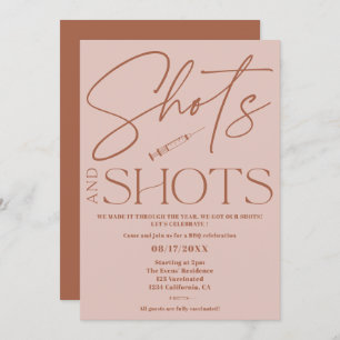 Roze retro script shots Vaccinatie viering Kaart