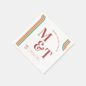 Roze | Retro Seventies Stripes | Weddenschapsmonog Servet (Hoek)