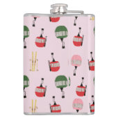 Roze Retro Skilift Apres Ski Winterskiër Heupfles (Achterkant)