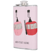 Roze Retro Skilift Gondola Skiën Heupfles (Links)