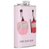 Roze Retro Skilift Gondola Skiën Heupfles (Rechts)