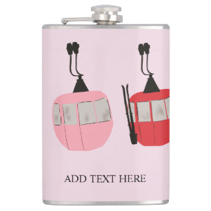 Roze Retro Skilift Gondola Skiën Heupfles