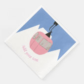 Roze Retro Skilift Skiën Sneeuwberg Servet (Hoek)