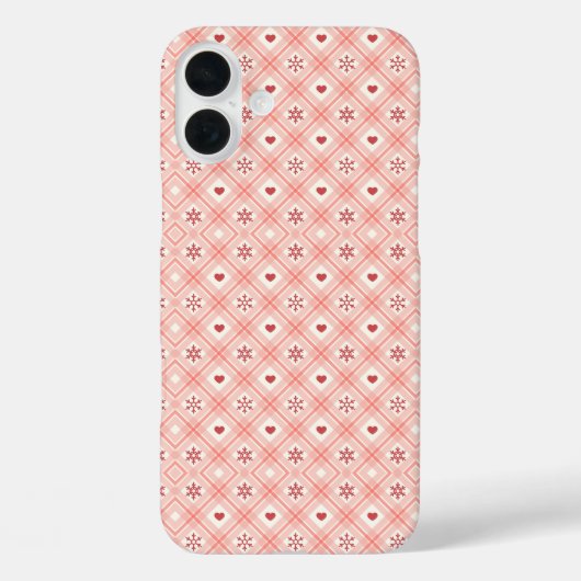 Roze retro sneeuwvlokken en hartjes patroon Case-Mate iPhone case (Achterkant)