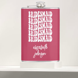 Roze retro Speciaal Bachelorette Bridesmaid Heupfles