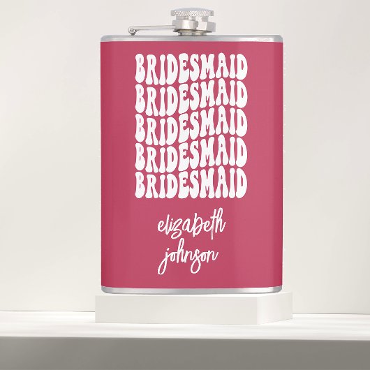 Roze retro Speciaal Bachelorette Bridesmaid Heupfles