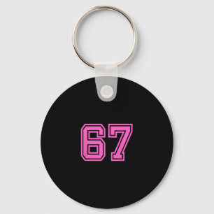 Roze Retro Sportteam Nummer #67 Sleutelhanger