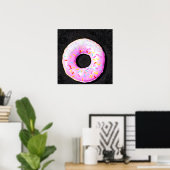 Roze Retro Sprinkle Donut Poster (Thuiskantoor)