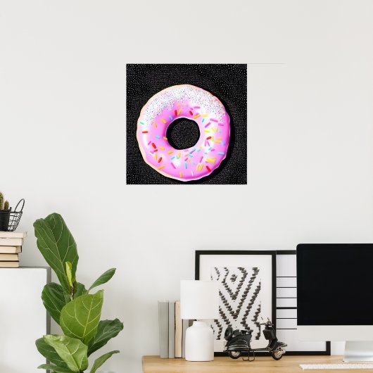Roze Retro Sprinkle Donut Poster (Thuiskantoor)