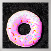 Roze Retro Sprinkle Donut Poster (Voorkant)