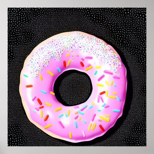 Roze Retro Sprinkle Donut Poster (Voorkant)