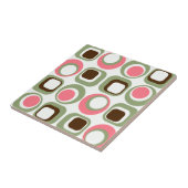 Roze Retro Squares & Circles Tegeltje (Zijkant)