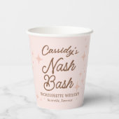 Roze Retro Stars Nash Bash Bachelorette Papieren Bekers (Achterkant)