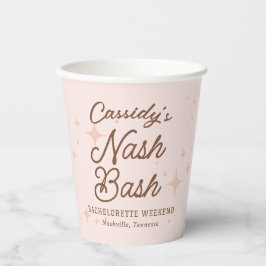 Roze Retro Stars Nash Bash Meidenavond Papieren Bekers