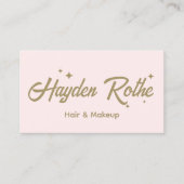 Roze Retro Stars Script Makeup and Hair Stylist Visitekaartje (Voorkant)