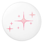 Roze retro sterren keramische knop (Voorkant)
