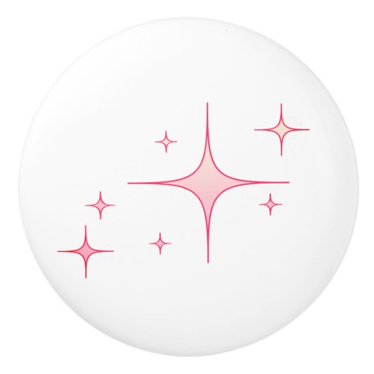 Roze retro sterren keramische knop (Voorkant)