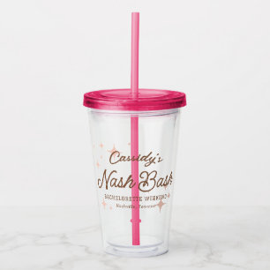 Roze Retro Sterren Nash Bash Bachelorette Acryl Drinkbeker
